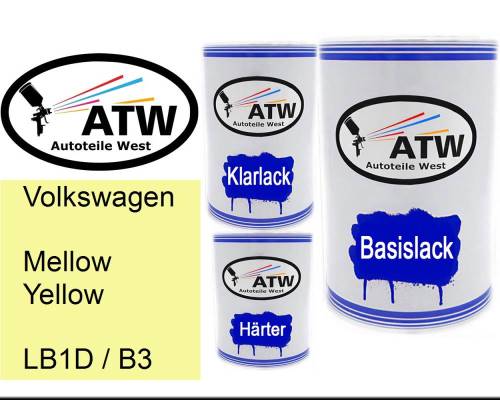 Volkswagen, Mellow Yellow, LB1D / B3: 500ml Lackdose + 500ml Klarlack + 250ml Härter - Set, von ATW Autoteile West.